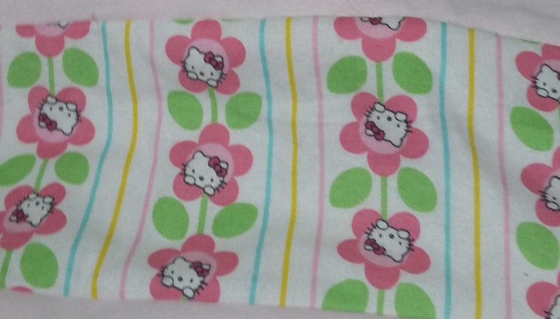 Hello Kitty Spring Flowers Rag Quilt 44 x 50 Homemade