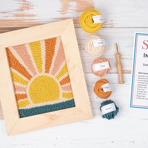 Sunrise Punch Needle Craft Kit: Create Your Own Sunset Wall Art - Ideal for Beginners & Experts, Adults, and Crafters