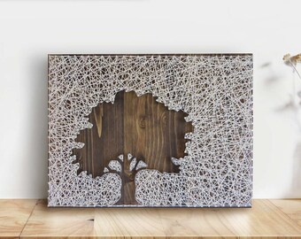 Inverse Oak Tree String Art - Made To Order, FINISHED and Ready To Be Hung!
