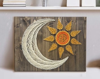 Sun and Moon String Art - Made To Order, FINISHED and Ready To Be Hung!