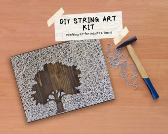 Oak Tree String Art Kit | DIY Kit Includes All Supplies | Crafts Kit For Adults | Stocking Stuffers | Birthday Gift  | Oak Tree Wall Art