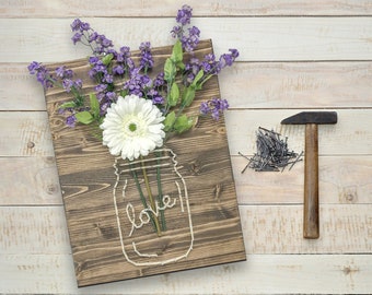 Daisy Jar String Art Kit | DIY Kit Includes All Craft Supplies | Daisy Handmade Crafts | Adult Crafts | Artsy Gift | Farmhouse Decor