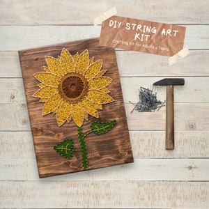 Sunflower String Art Craft Kit: Create Your Own Floral Wall Art Perfect for Beginners, Adults, and Crafters. Wonderful Sunflower Gift image 1