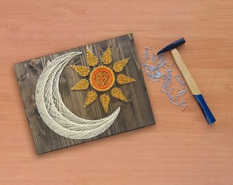 Sun and Moon String Art Kit - Make Your Own Celestial Wall Art, Perfect for Home Decor or Gifts