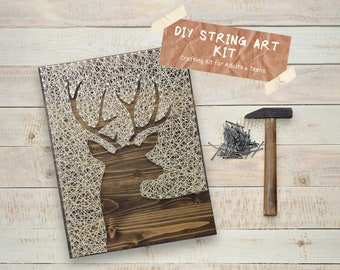Deer String Art Kit - DIY Kit Includes Crafting Supplies | Deer Decor | Deer Head | Lake House Decor | Gift For Crafty Mom | Adult Craft Kit