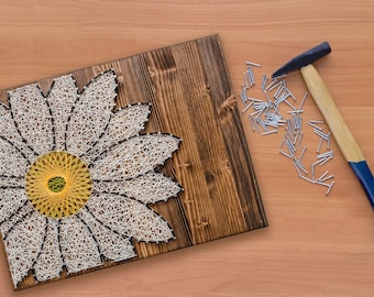 Daisy String Art Kit | Adult DIY Kit Includes All Crafting Supplies | Daisy Wall Art | String Art Patterns | Mothers Day Gift | Craft Kit