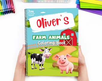Personalized Coloring Book - Farm Animals Coloring Book For Kids!  Custom Coloring Book, Perfect Birthday Gift For Children or Grandkids