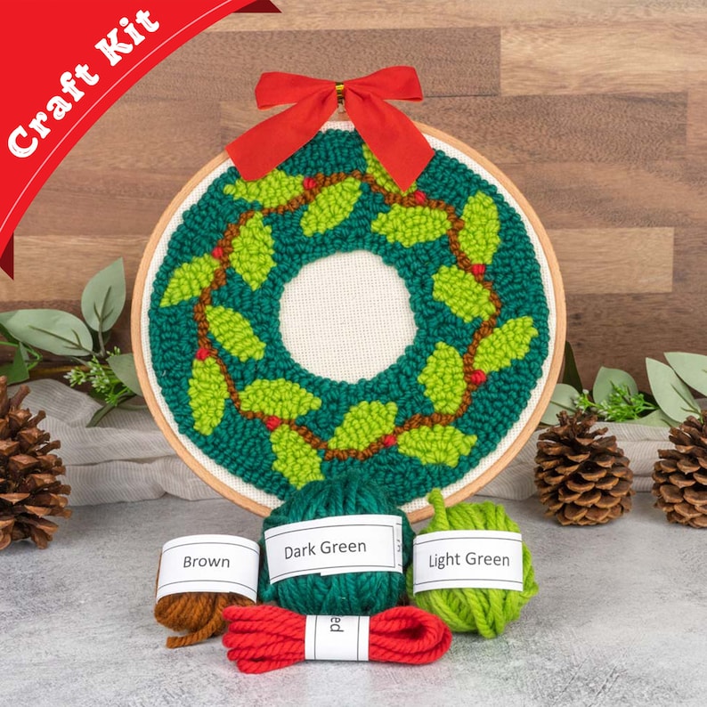 Wreath Mini Punch Needle Kit - DIY Craft Kit for Adults, Perfect ...