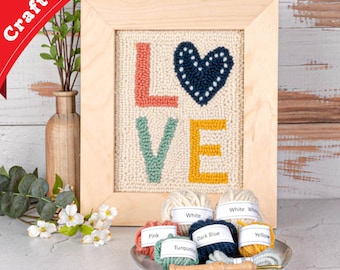 Love Punch Needle Kit | Craft Kit For Adults | DIY Kit | Love Decor | Wall Art | DIY Kit | Gift for Crafty Mom | Punch Needle Wall Hanging