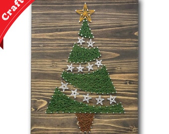 Christmas Tree String Art Kit - All Supplies Included, Craft Your Christmas Gift, Crafty Christmas Decorations, Holiday Theme Decor