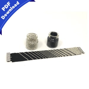 Digitaler Download Muster und Anleitung - Silber zu Schwarz Peyote Perlen Armband | Perlenmuster | Perlen Vorlage | Peyote Stich