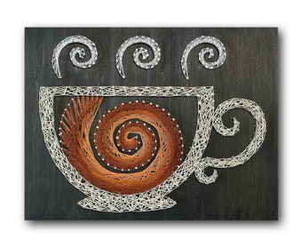 Coffee String Art Kit - DIY Kit Includes All Craft Supplies, Coffee Kitchen Decor, Crafty Coffee Lover, Craft Birthday Gift For Mom