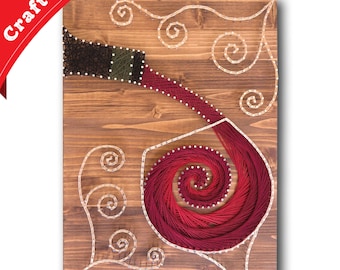 Wine String Art Kit: This All-In-One DIY Craft Kit for Wine Lovers is Perfect for Home Bar Decor or Gifts To Wine Enthusiasts