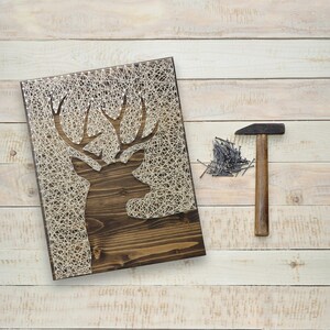 Deer String Art Kit DIY Kit Includes Crafting Supplies Deer Decor Deer Head Lake House Decor Gift For Crafty Mom Adult Craft Kit image 8