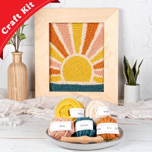 Sunrise Punch Needle Craft Kit: Create Your Own Sunset Wall Art - Ideal for Beginners & Experts, Adults, and Crafters