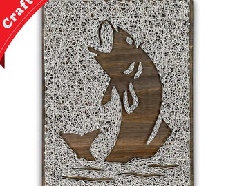 Fish String Art Kit - DIY Arts and Craft Kit for Adults | All Crafting Supplies Included | Lake House Decor | Bass Decor | Fishing Decor