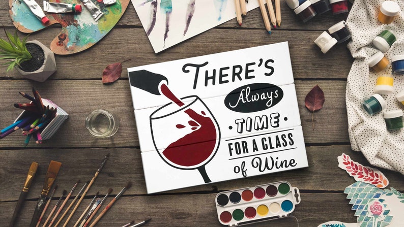 Painting Kit Wine Time Painting Kit Adult Craft Kit Signs With Quotes Pallet Wall Art Living Room Wall Art image 1