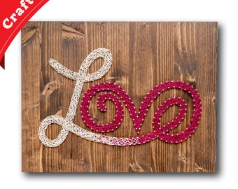 Red and White Love String Art Kit | DIY String Art | Love Sign | Crafting Kit | DIY Kit | Adult Crafts | Gift For Crafter | Love Wall Art