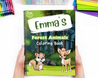 Personalized Coloring Book - Forest Animals Coloring Book For Kids!  Custom Coloring Book, Perfect Birthday Gift For Children or Grandkids