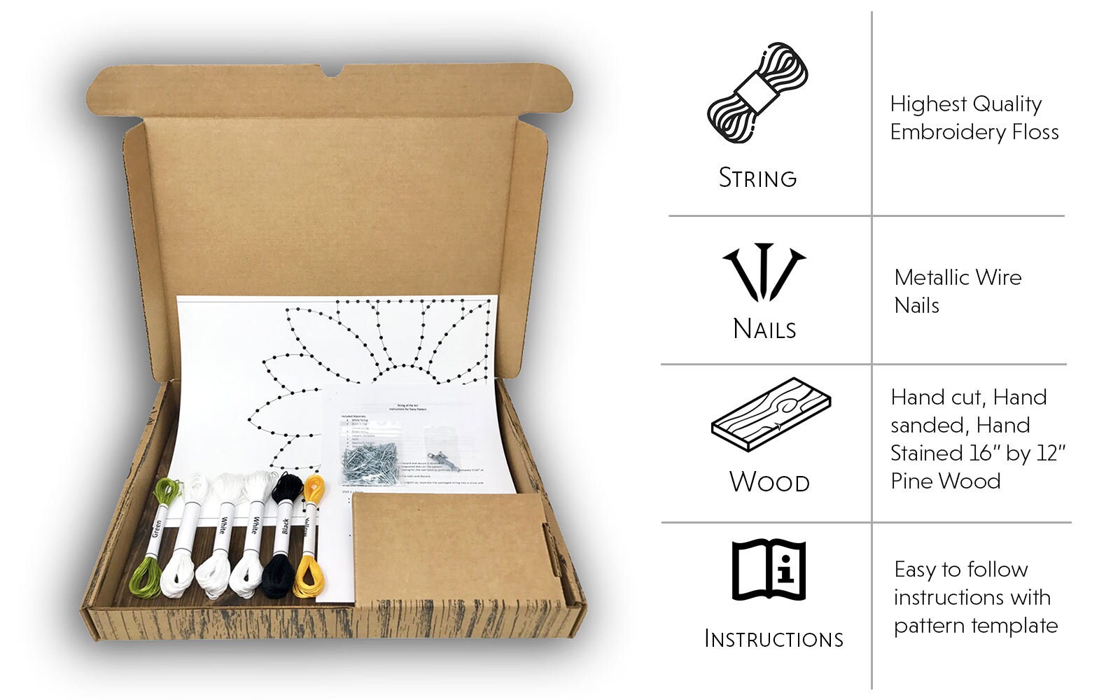 Daisy String Art Kit - DIY String Art Picture Frame, Craft Kit for ...