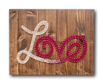Red and White Love String Art Kit | DIY String Art | Love Sign | Crafting Kit | DIY Kit | Adult Crafts | Gift For Crafter | Love Wall Art