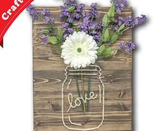 Daisy Jar String Art Kit | DIY Kit Includes All Craft Supplies | Daisy Handmade Crafts | Adult Crafts | Artsy Gift | Farmhouse Decor