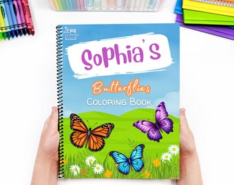 Personalized Coloring Book - Butterflies Coloring Book For Kids!  Custom Coloring Book, Perfect Birthday Gift For Children or Grandkids