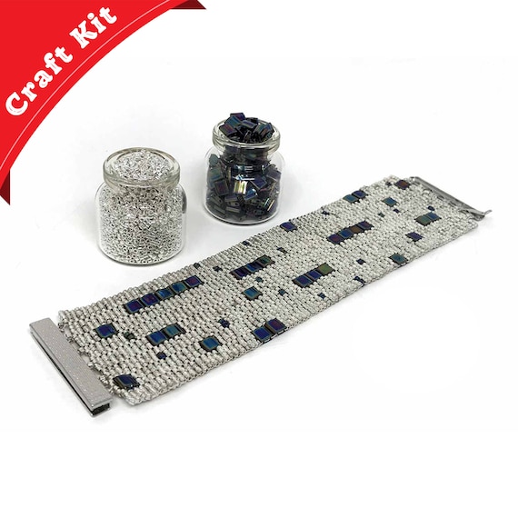DIY Peyote Beading Kit -Beaded Bracelet, Peyote Bracelet, Beading Patterns, DIY Beading Kit, Peyote Pattern, DIY Kit, All Supplies Included