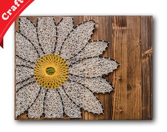 Daisy String Art Kit - Adult DIY Kit Includes All Crafting Supplies, Craft Daisy Wall Art, Floral String Art Decor, Craft Mother's Day Gift