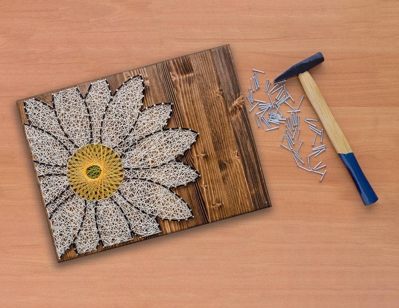 Daisy String Art Kit Adult DIY Kit Includes All Crafting Supplies, Craft Daisy Wall Art, Floral String Art Decor, Craft Mother's Day Gift image 7