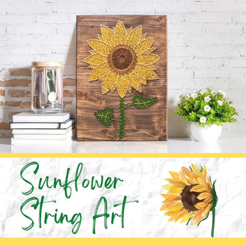 Sunflower String Art Craft Kit: Create Your Own Floral Wall Art Perfect for Beginners, Adults, and Crafters. Wonderful Sunflower Gift zdjęcie 9