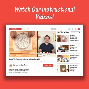 Puede incluir: Una miniatura de v&iacute;deo de YouTube que muestra a una persona que demuestra c&oacute;mo crear un kit de aguja de punz&oacute;n. El v&iacute;deo se titula "&iexcl;C&oacute;mo crear un kit de aguja de punz&oacute;n!" y presenta el logotipo de "String of the Art".