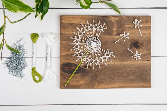 Dandelion String Art Kit | DIY Kit Includes All Craft Supplies | Dandelion Wall Art | Rustic Wall Hanging | Handmade Gift Dandelion Lover