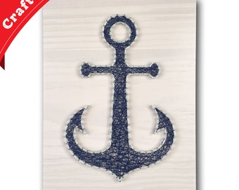 Anchor String Art Kit - DIY Kit Includes All Craft Supplies, Nautical Baby Shower Gift, Beach Decor, Craft Gift For Mom, DIY Craft Set