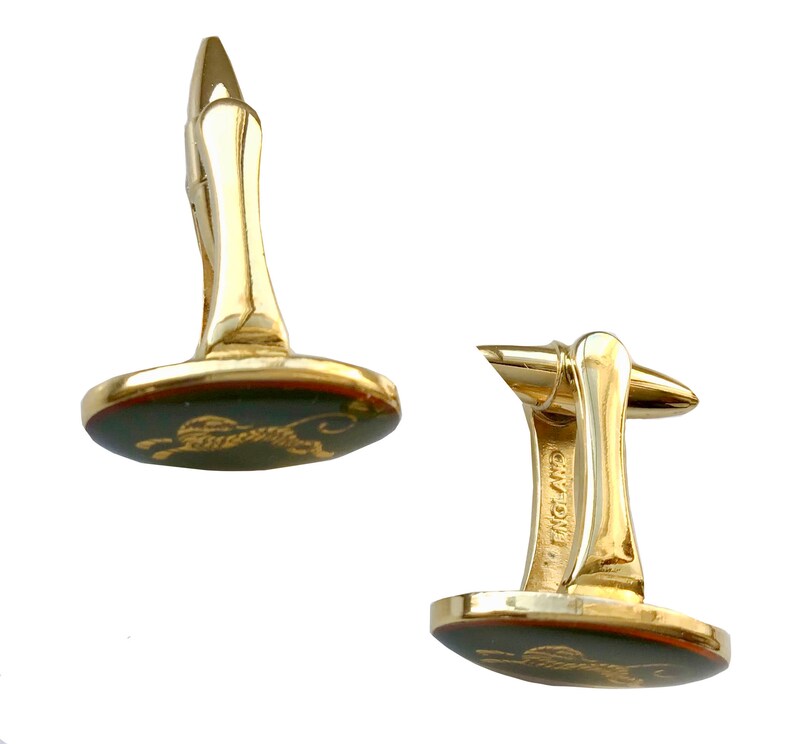 Vintage Eastern Orient Express Brass and Enamel Cufflinks