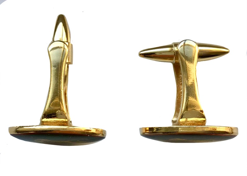 Vintage Eastern Orient Express Brass and Enamel Cufflinks
