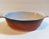 Fire King 433 Anchor Hocking 1.5 QT Casserole Dish Red to Black Fade Ovenware Fire King Dish Mid Century Kitchen and Vintage Cooking