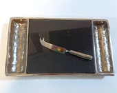 Godinger Lava Collection Marble Cheese Board with Knife - Godinger Charcuterie Board - Heavy Marble