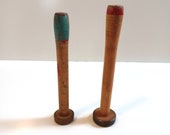2 Antique Wooden Spools - Bobbin Spools, Wooden Thread Bobbins, Industrial Farmhouse Style, Warm Boho Chic Home Decor