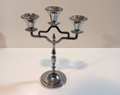Beautiful Art Deco Candlestick - Tall 3 Tiered Chrome Candle Holder