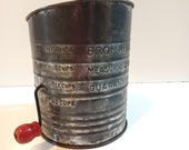 Vintage Metal Sifter Bromwell's Measuring Flour Sifter Farmhouse 5 Cup Made in USA