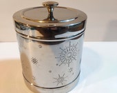Metal Ice Bucket - Small Snowflake Steel Double Walled Ice Bucket or Countertop Compost Bucket with Lid
