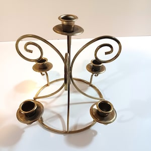 Large Brass Candle Holder - Beautiful Home Interiors Table Candle Sconce, Brass, Ornate 5 Candle Design Candlestick Holder Advent