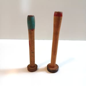 2 Antique Wooden Spools - Bobbin Spools, Wooden Thread Bobbins, Industrial Farmhouse Style, Warm Boho Chic Home Decor