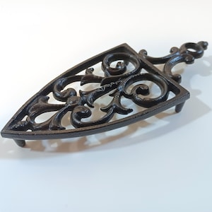 Cast Iron Footed Iron Trivet - Small Vintage Cast Iron Trivet by Cathedral with Iron Shape, Ornate, Elegant