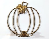 Brass Pumpkin Candle Sconce - Simple Fall Geometric Brass Wall Sconce for Candles - Autumn Pumpkin