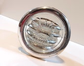 Mid-Century Glass Coasters - 5 Vintage Crystal and Silver Plate Italian Coasters Clear Glass Coaster Set from Italy