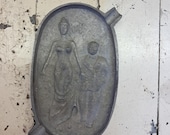 Vintage Metal Ashtray - Risque Oh! Ah! Double-Sided Ashtray, Man Grabbing Lady's Behind - Funny Ashtray