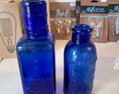 Antique John Wyeth & Bro and Bromo-Seltzer Emerson Drugs Cobalt Blue Medicine Bottles - Lovely 1899 Cobalt Glass with Dose Cap