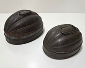 Antique Mold Set - Rare Antique Tins Jello Molds Pudding Tins Locking Lid Vintage Steel Jello Bakeware for Display